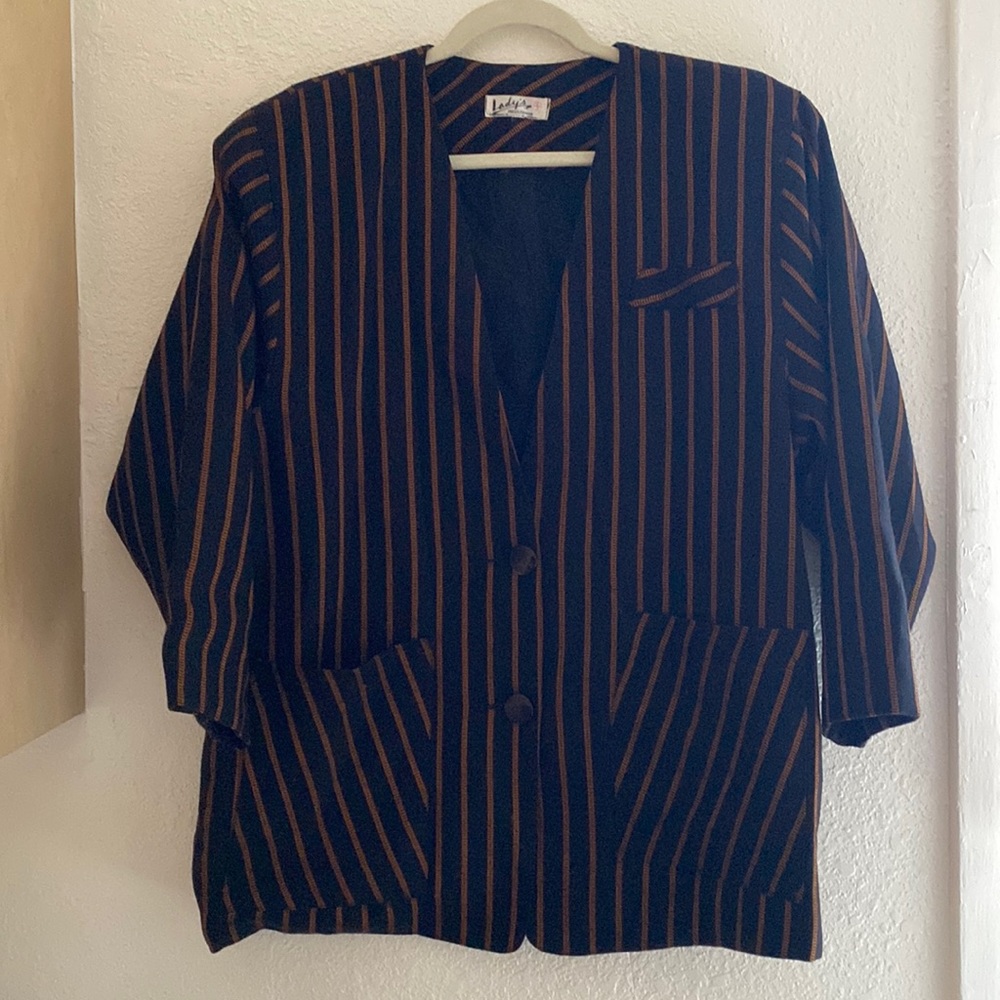 Women's Blazer Black with orange stripes